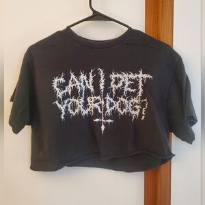 Black Metal Font Crop Top Can I Pet Your Dog